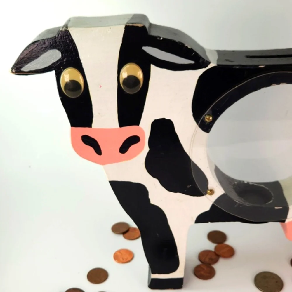 Handmade HIEFER COIN BANK EUC holds Your MOOLAH
